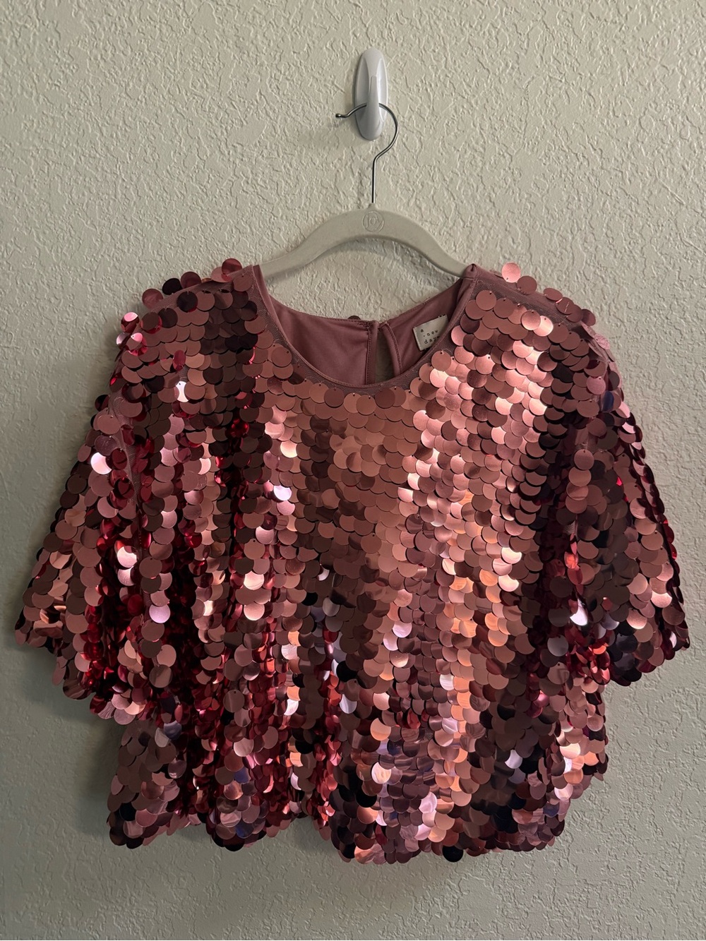 a new day Pink Rose Sequin Top